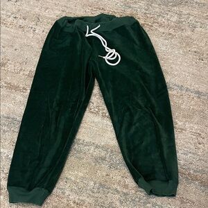 THE GREAT. Forest Green Velour Joggers